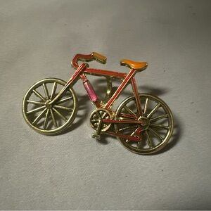 Charming Red and Gold Bicycle Brooch for Kids. Vintage